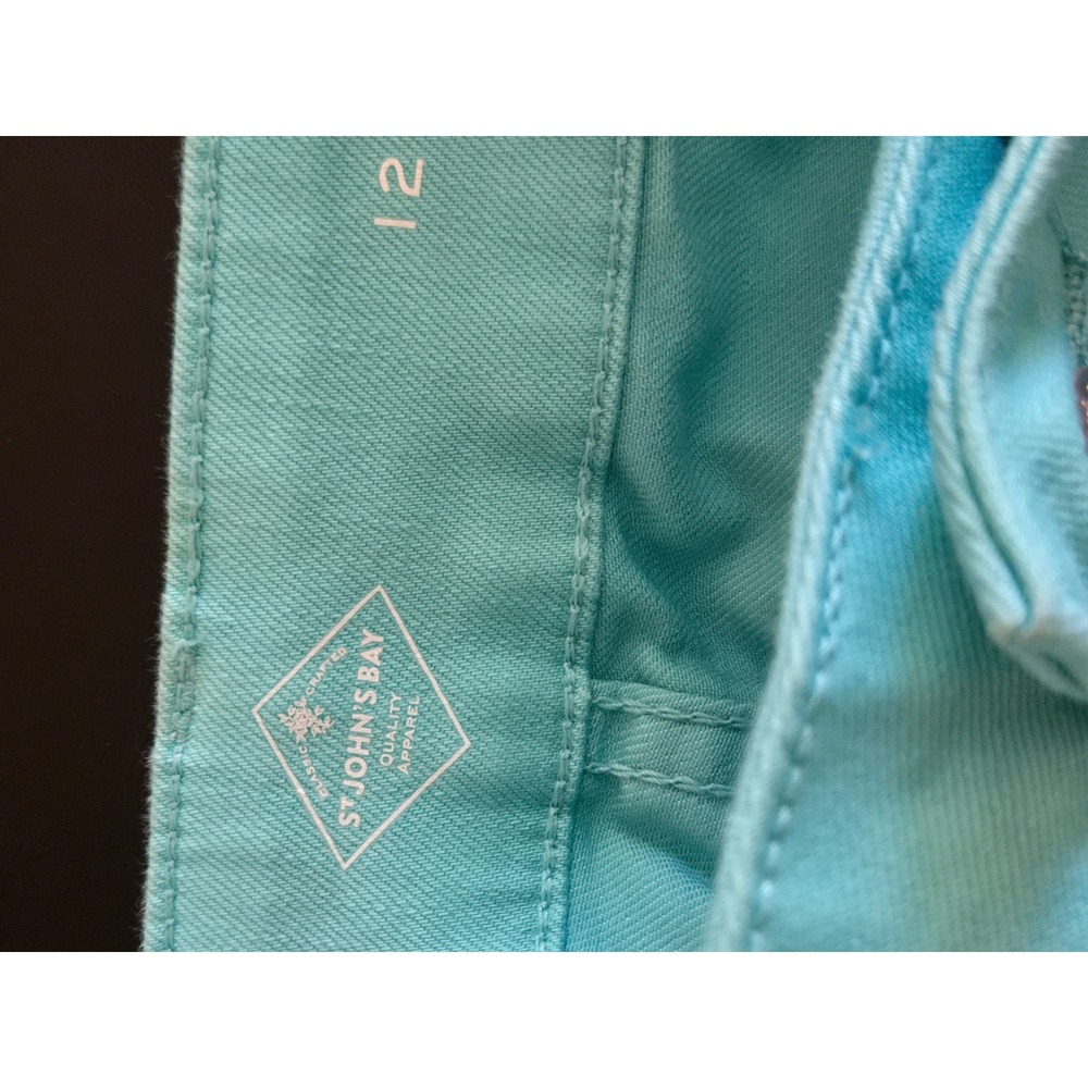 St Johns Bay Aqua Sail Blue Capri Pants Womens 12 New Repreve Cropped Trousers - Picture 7 of 10